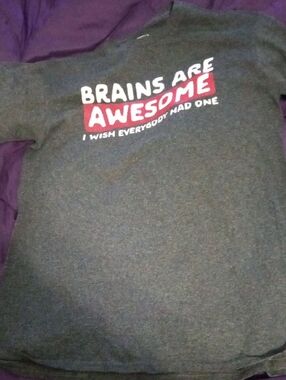 Kids Gray Graphic Sweatshirt with Red Accent - 'Brains Are Awesome'